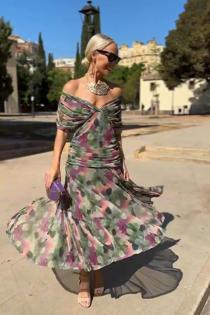 Elin — Robe Maxi à Encolure en V et Taille Cintrée