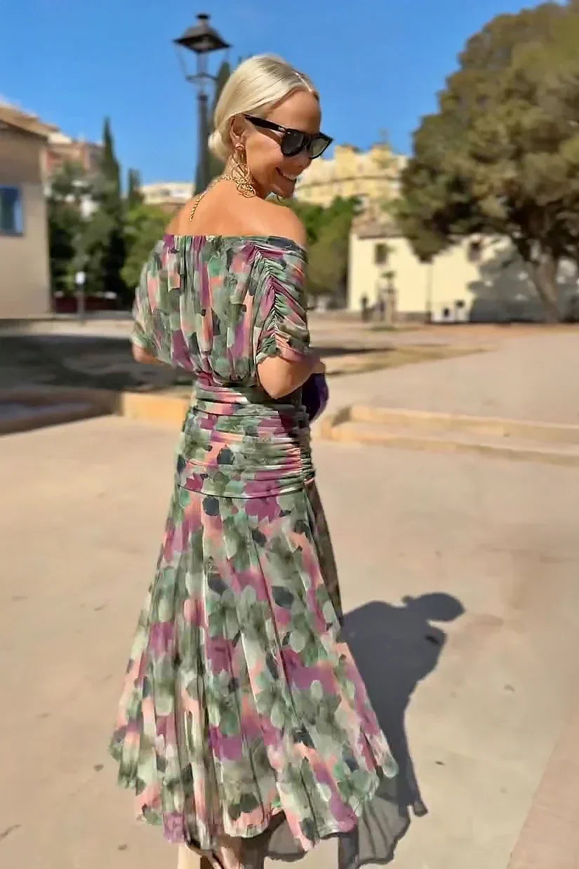 Elin — Robe Maxi à Encolure en V et Taille Cintrée