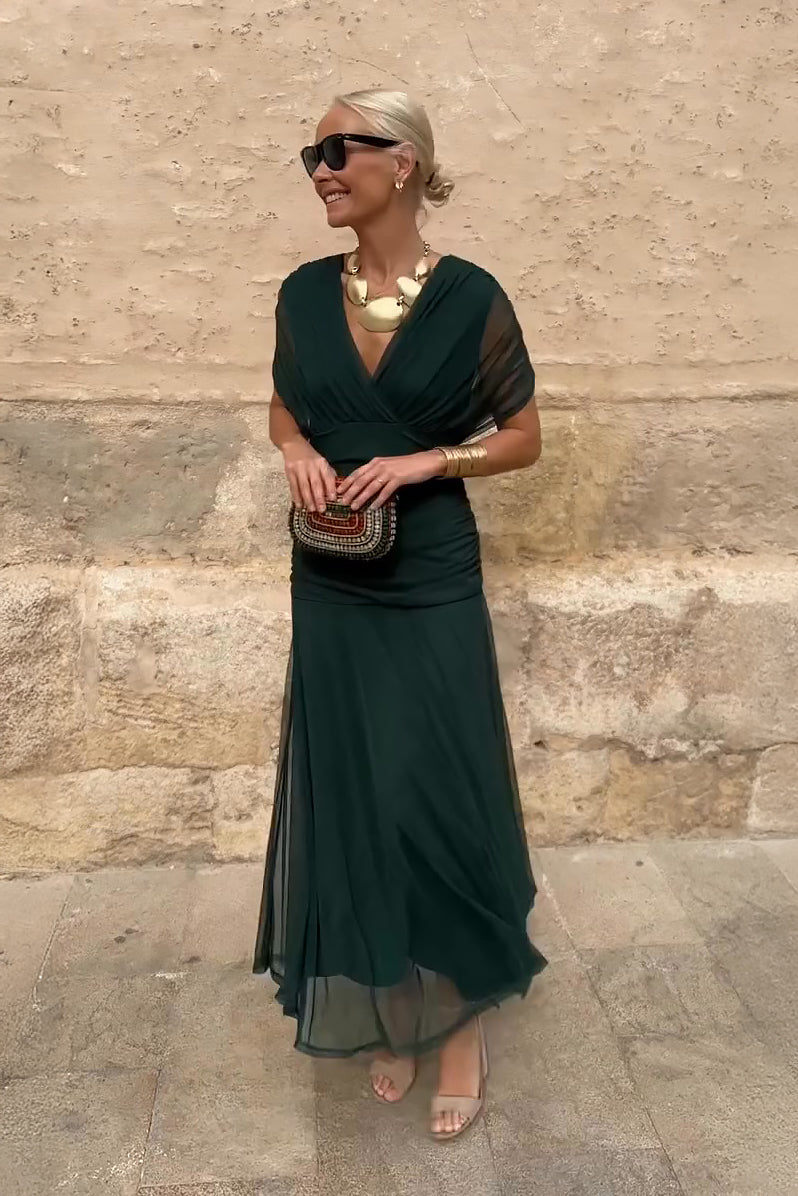 Elin — Robe Maxi à Encolure en V et Taille Cintrée