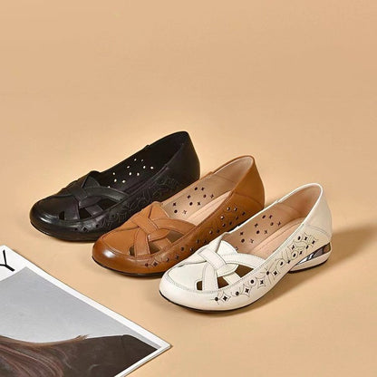 Chaussures en Cuir Slip-On avec Découpes - Confortables et Élégantes Sandales