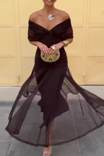 Elin — Robe Maxi à Encolure en V et Taille Cintrée