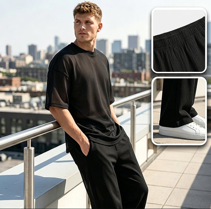 Marchevio — Ensemble T-shirt à Deux Pièces et Pantalon Évasé