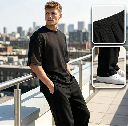 Marchevio — Ensemble T-shirt à Deux Pièces et Pantalon Évasé
