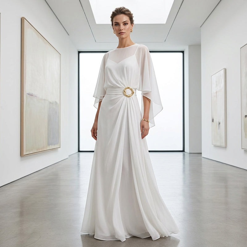 Seraphine - Élégante Robe Maxi Détail de Taille Flottante