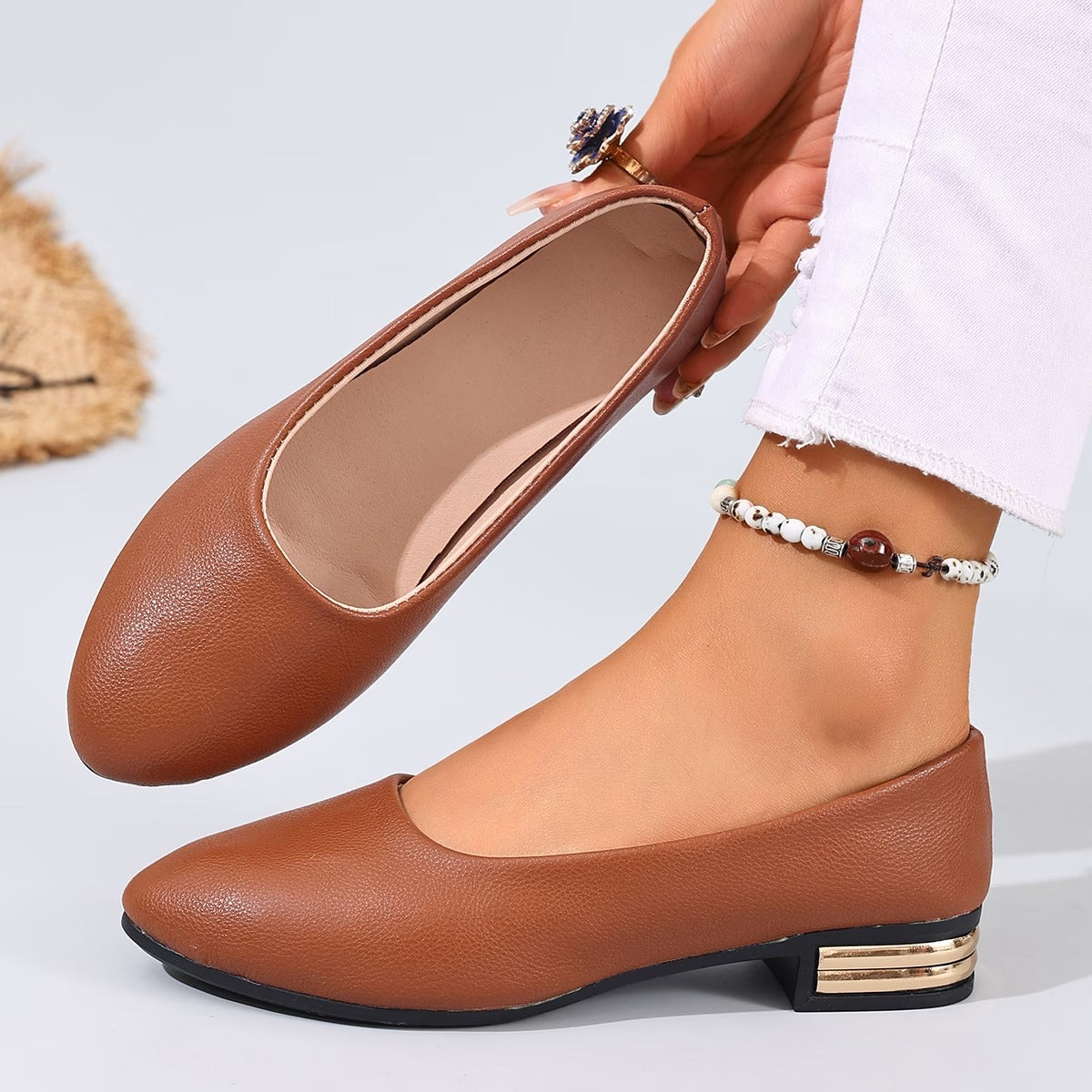 Mocassins plats en cuir pour femmes - confortables