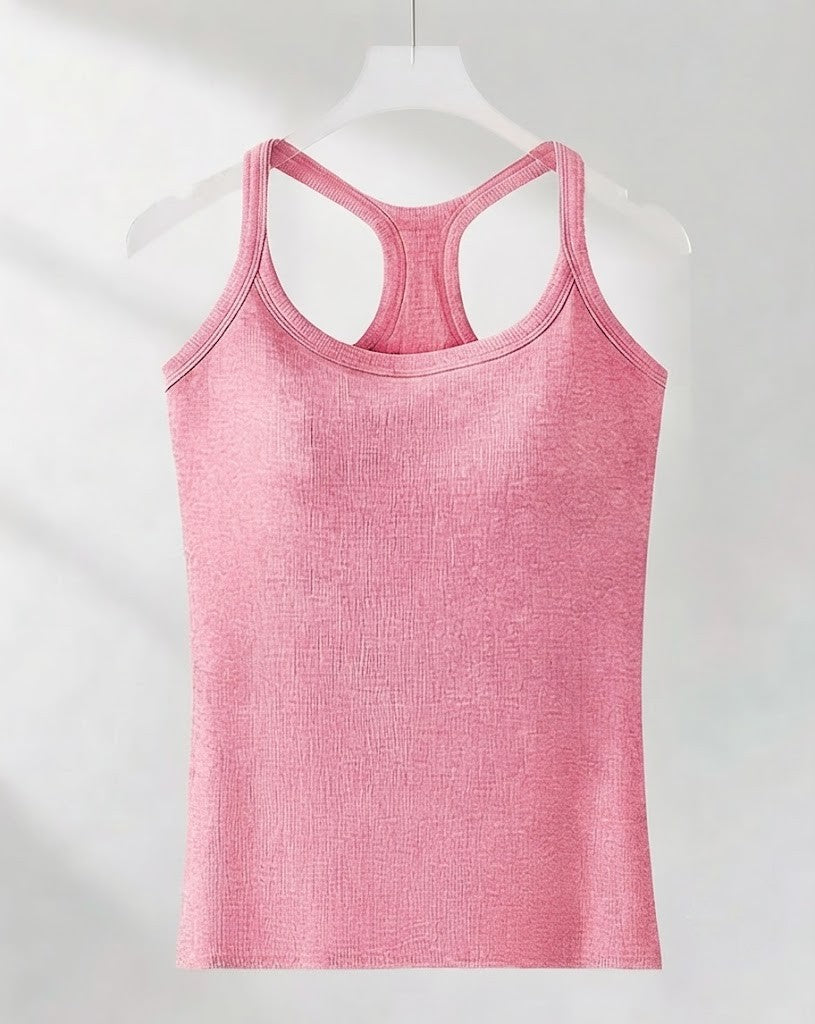 Shaine — Haut uni côtelé avec soutien-gorge intégré