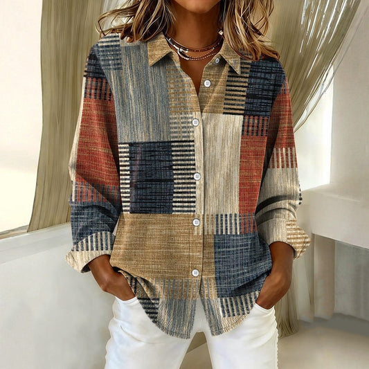 Blouse Color Block - Élégante Chemise Florale