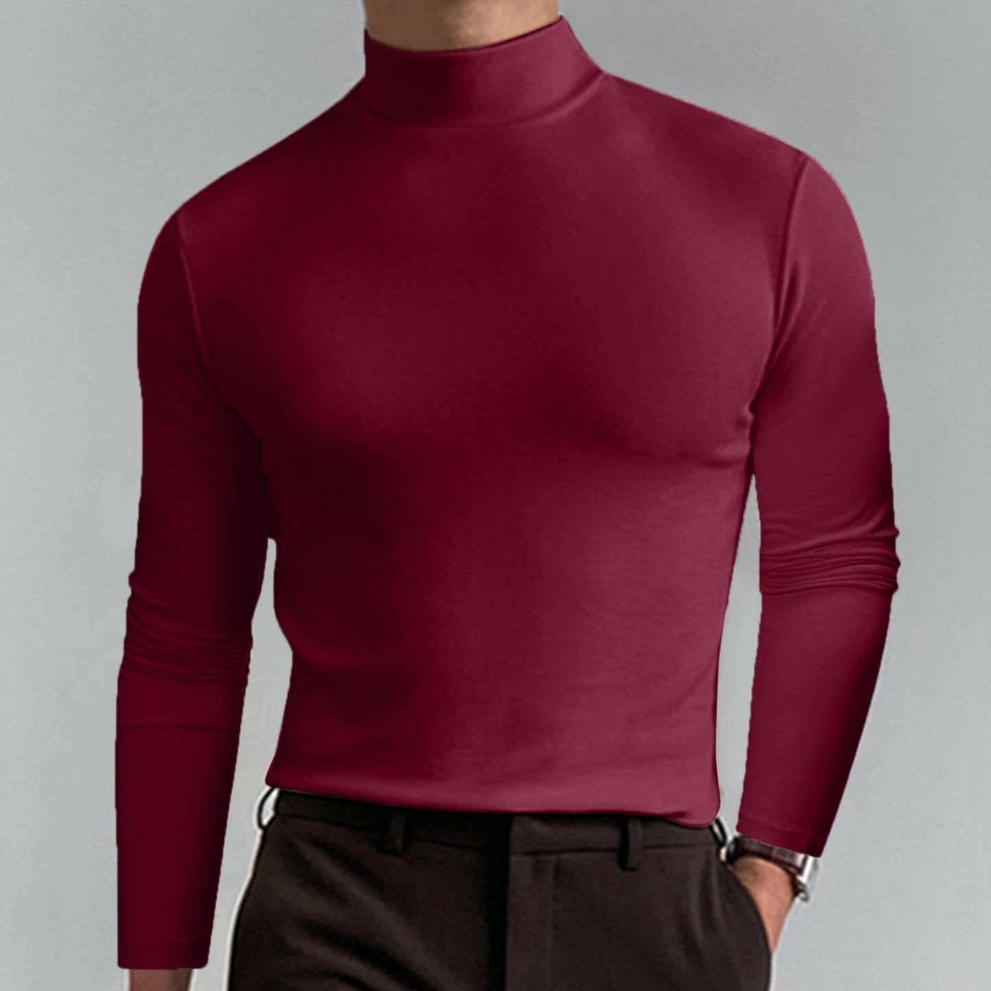 Marden — T-shirt à manches longues slim-fit à col montant