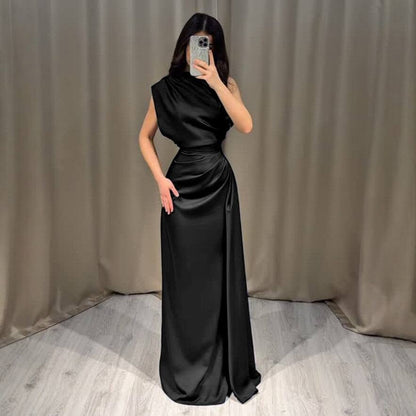 Ailinore — Robe en taffetas élastique sans manches