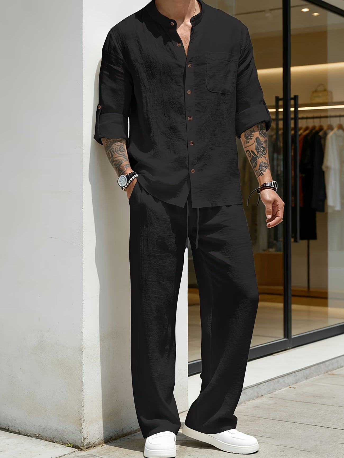 Linènce — Ensemble chemise et pantalon en mélange de lin