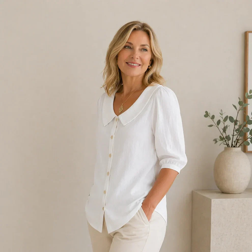 Celestine — Blouse à Boutons avec Col