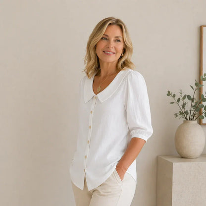Celestine — Blouse à Boutons avec Col