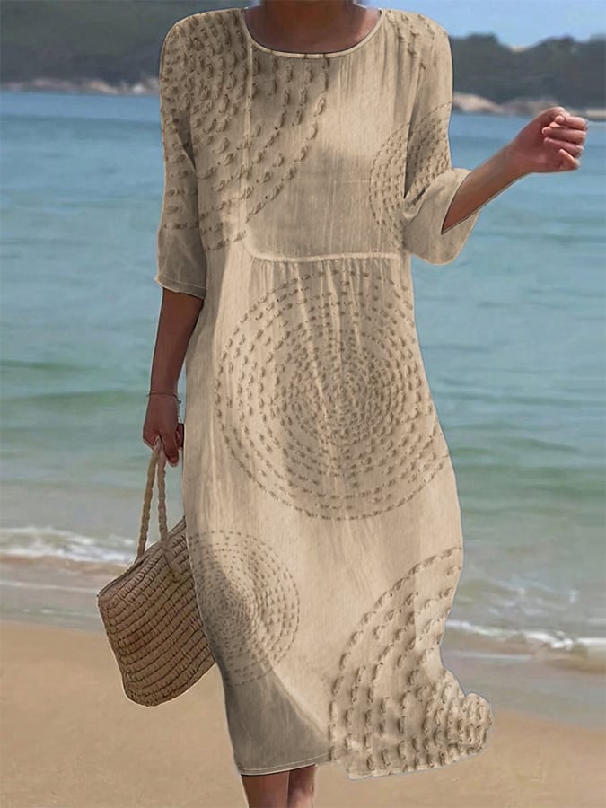Robe ample unie pour femmes avec un col rond - Confortable Robe
