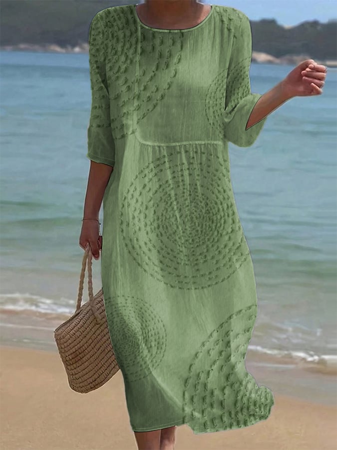 Robe ample unie pour femmes avec un col rond - Confortable Robe