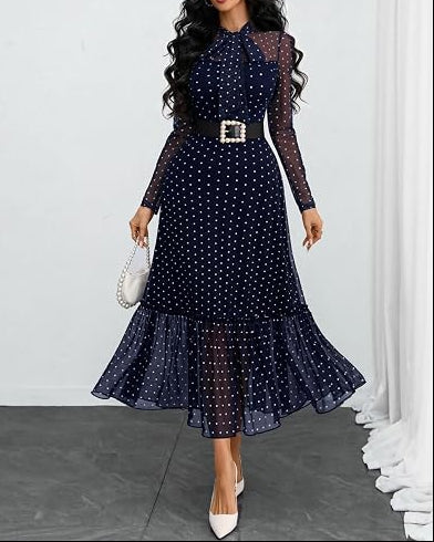 Verlanne — Robe Midi à Pois avec Col à Nouer