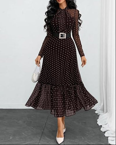 Verlanne — Robe Midi à Pois avec Col à Nouer