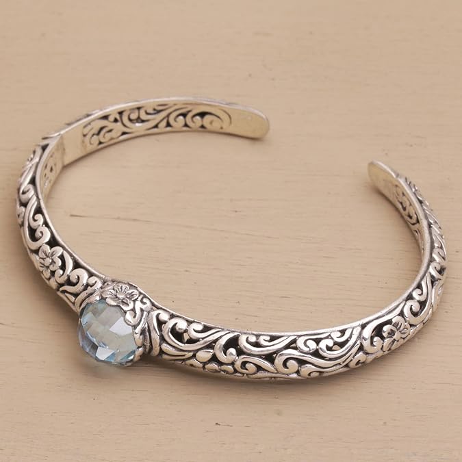 Bracelet Vintage Ouvert - Bracelet en Argent Unique avec Zirconia