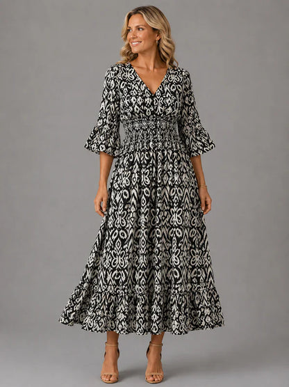 Vivenne — Robe maxi vintage à décolleté en V