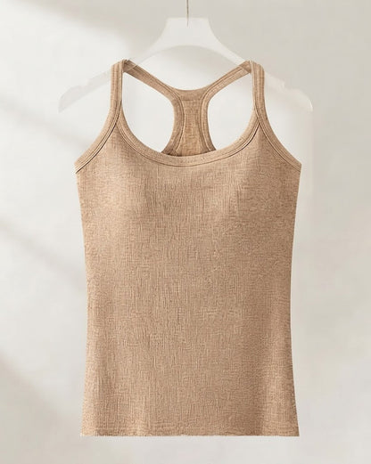 Shaine — Haut uni côtelé avec soutien-gorge intégré
