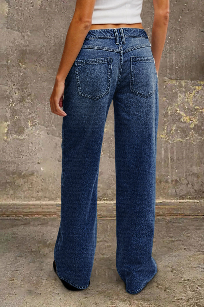 Jeans Droit avec Taille Mi-Haute - Audacieux et Élégants