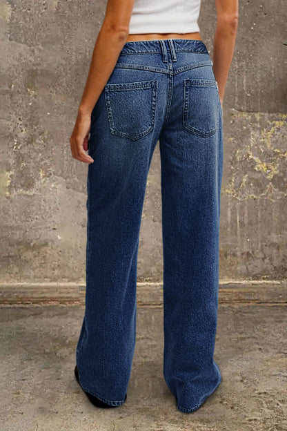 Jeans Droit avec Taille Mi-Haute - Audacieux et Élégants