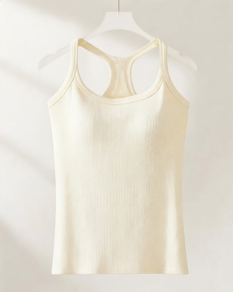 Shaine — Haut uni côtelé avec soutien-gorge intégré