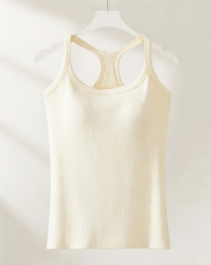 Shaine — Haut uni côtelé avec soutien-gorge intégré