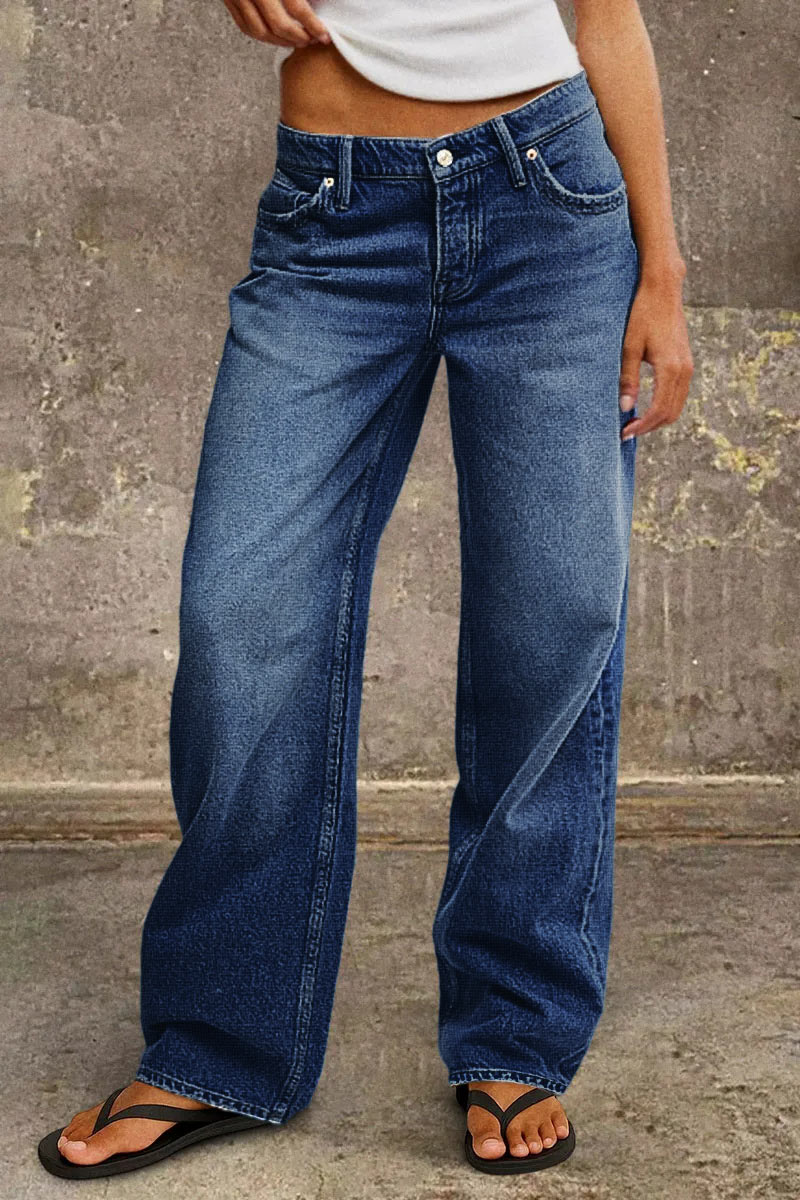 Jeans Droit avec Taille Mi-Haute - Audacieux et Élégants