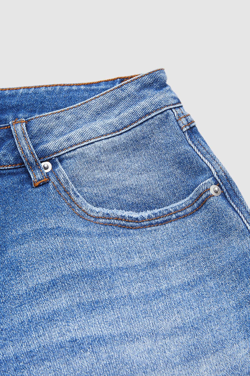 Jeans Droit avec Taille Mi-Haute - Audacieux et Élégants