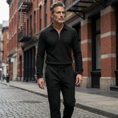 Théoline — Sweat-shirt en tricot gaufré & Pantalon droit