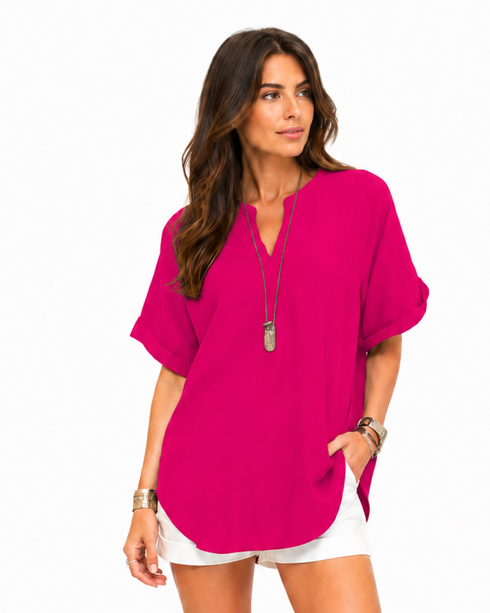 Shania — Chemise ample unie, style décontracté