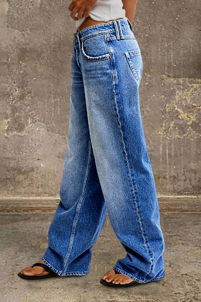 Jeans Droit avec Taille Mi-Haute - Audacieux et Élégants
