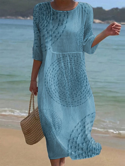 Robe ample unie pour femmes avec un col rond - Confortable Robe