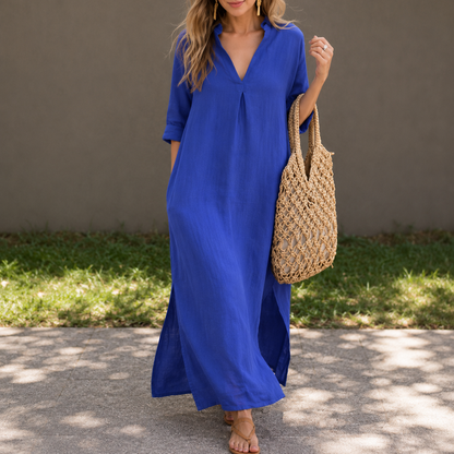 Isabeau — Robe Midi Fendue à Col en V