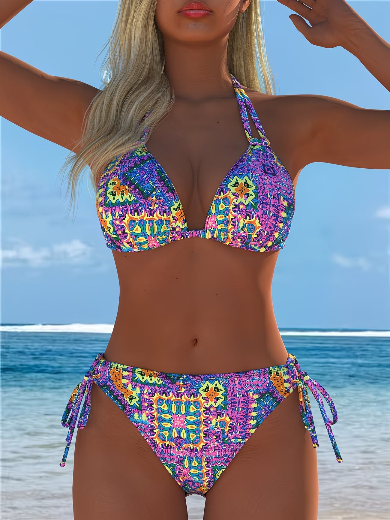 Solène - Ensemble de Bikini Imprimé à Col Croisé