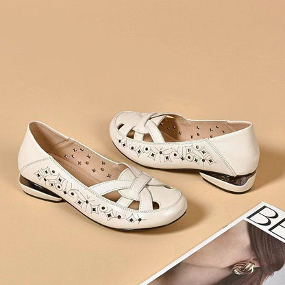 Chaussures en Cuir Slip-On avec Découpes - Confortables et Élégantes Sandales