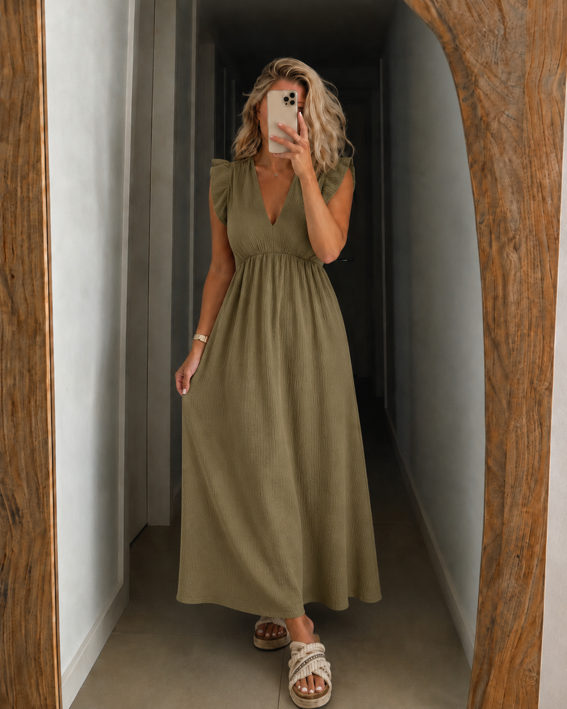 Abigail — Robe Maxi à Épaules Volantes