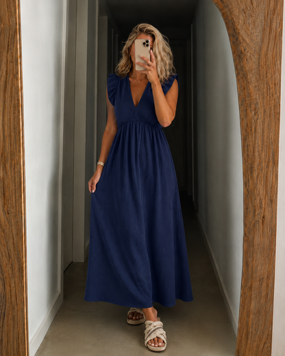 Abigail — Robe Maxi à Épaules Volantes