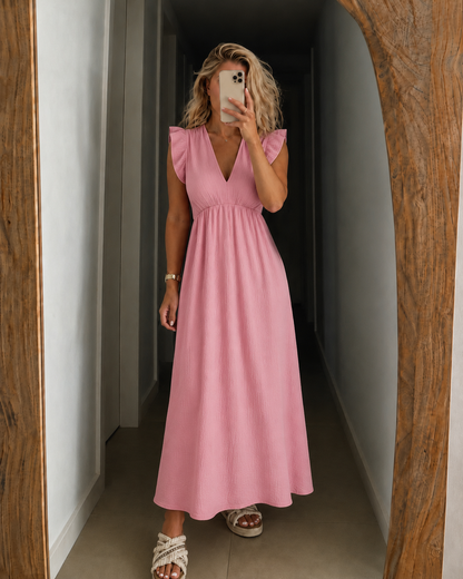 Abigail — Robe Maxi à Épaules Volantes