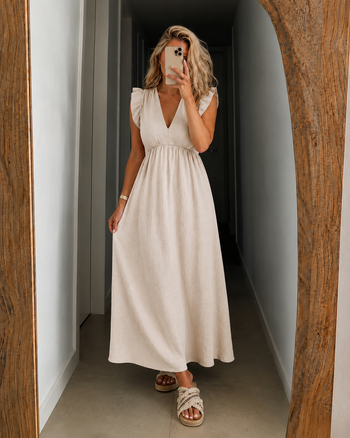 Abigail — Robe Maxi à Épaules Volantes