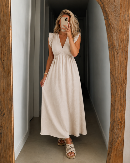 Abigail — Robe Maxi à Épaules Volantes