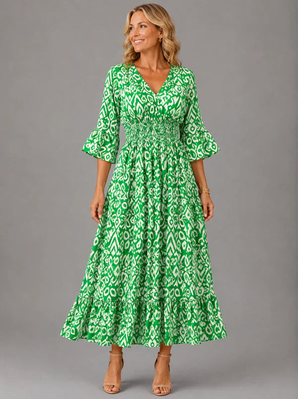 Vivenne — Robe maxi vintage à décolleté en V