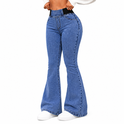 Solenne — Jeans à taille haute et coupe évasée