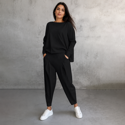 Cotonné — Ensemble Sweatshirt & Pantalon Asymétrique en Coton