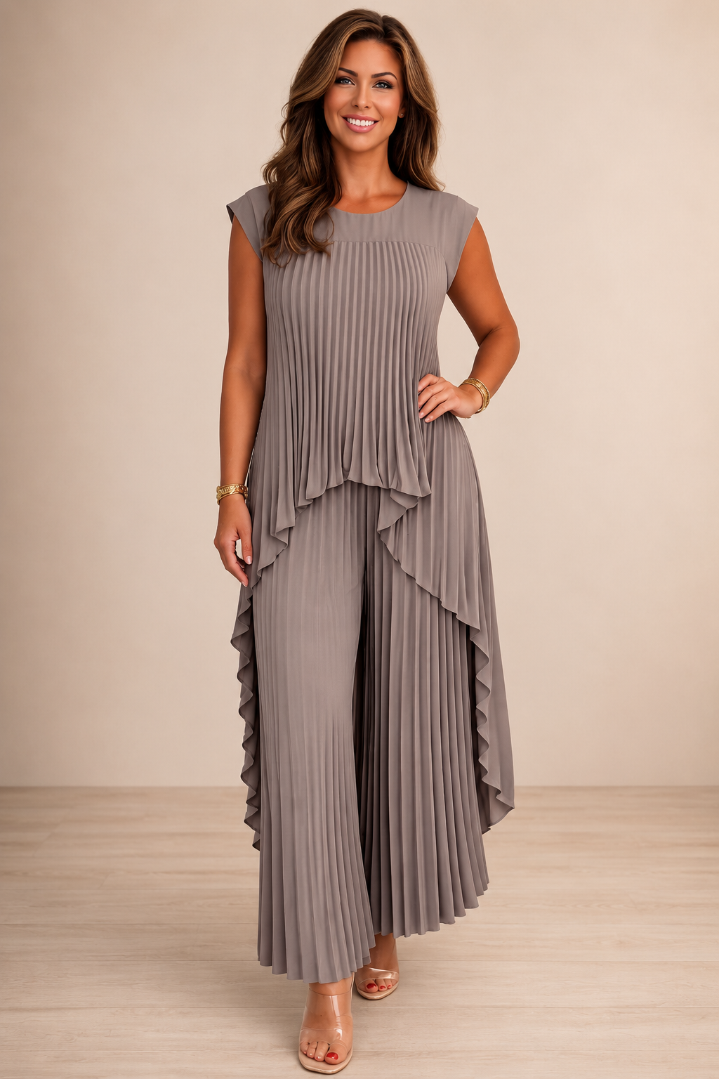 Lène — Ensemble Top Plissé & Pantalon Large