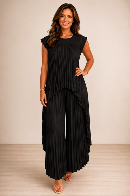Lène — Ensemble Top Plissé & Pantalon Large