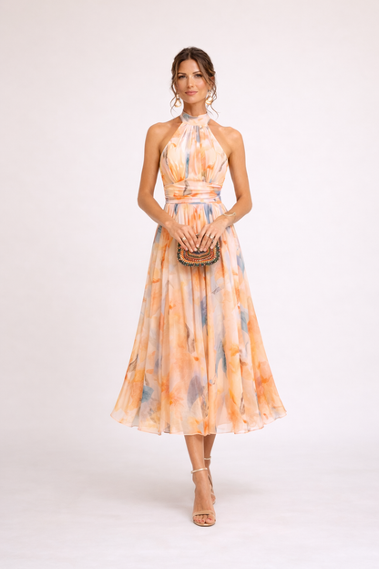 Camille — Robe Halter Aquarelle