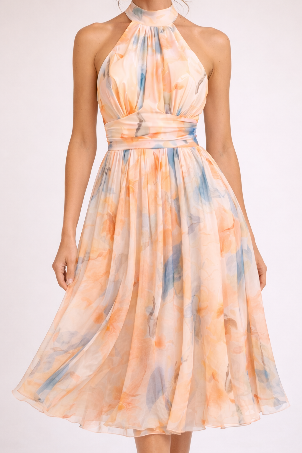 Camille — Robe Halter Aquarelle