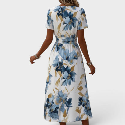 Denise — Robe Midi à Taille Enveloppée Florale