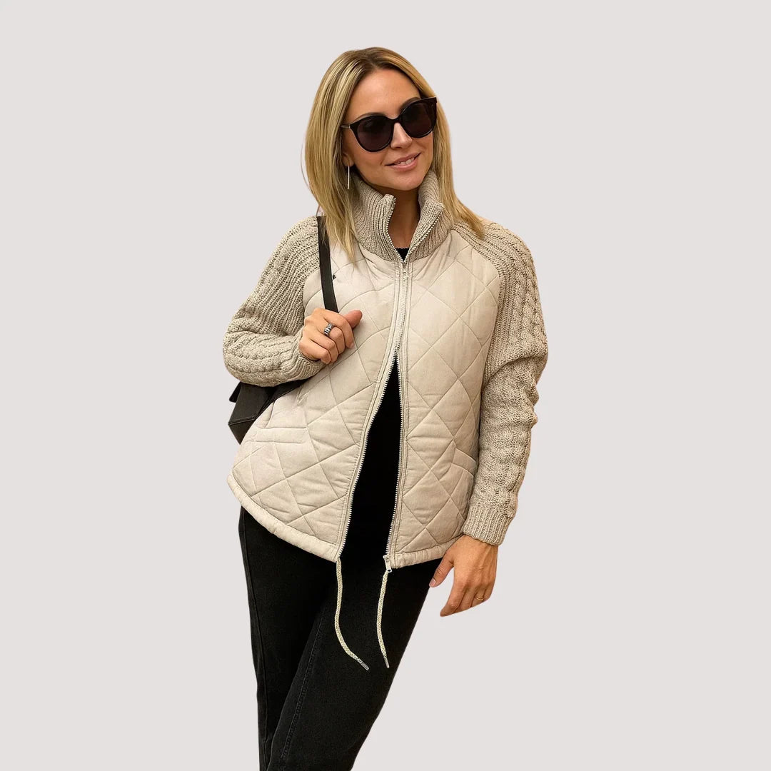 Marolina — Veste Puffer en Patchwork Tricoté